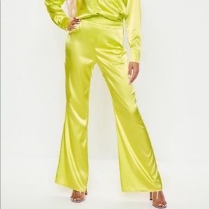 Missguided lime green flare pants